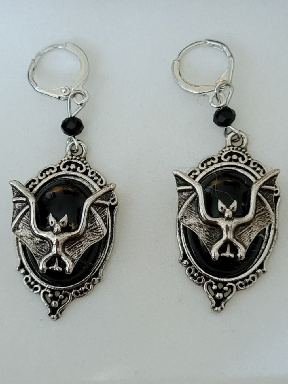 Bat Crazy Gunmetal Black and Silver Earrings